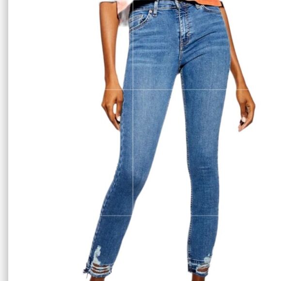 Topshop Jamie High Waisted Skinny Ripped Hem Jeans Size 2 - Picture 16 of 16